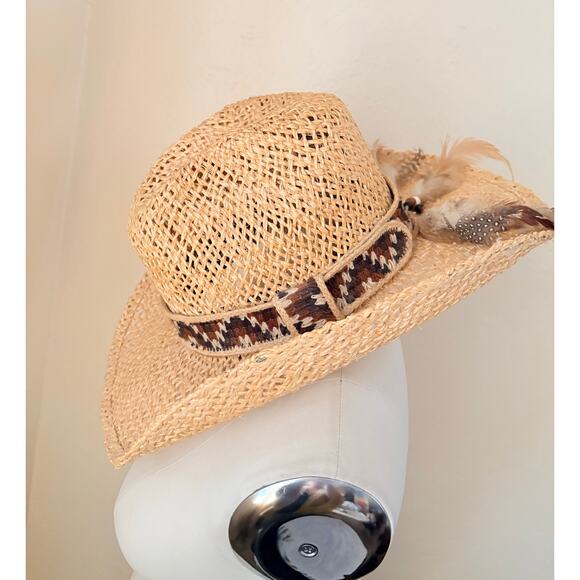 VTG Larry Mahan\'s Collection Straw Cowboy Hat Size 7 1/8 Western Made in Texas main image 7